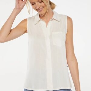 Marika Sleeveless Button Down Dina Tank Blouse in Cream Size Small NWT